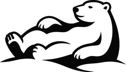 Obraz premium Relaxing polar bear silhouette vector for arctic themes, Calm polar bear illustration for wildlife projects