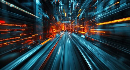 Fototapeta premium Dynamic Automation in Smart Factories: Abstract Visuals of High-Speed Technology and Connections