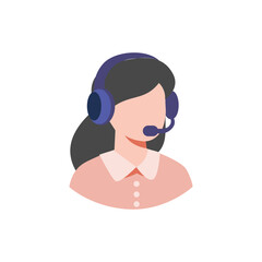 podcast female character icon in flat art style