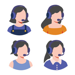 podcast female character icon in flat art style
