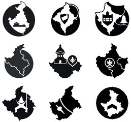 Fototapeta premium Kosovo Map Icons Set with Landmarks and Location Markers