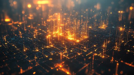 Futuristic Cityscape: Wireless Communication and Smart Technology in a Connected Urban Network