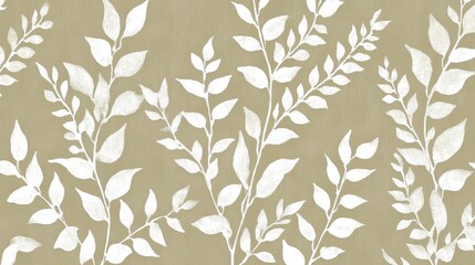 Fototapeta premium Delicate, light-colored leaf patterns on a neutral background.