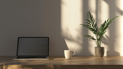 Minimalist workspace setup with modern laptop