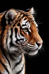 Fototapeta premium Mystique of the tiger captured in high contrast chiaroscuro lighting revealing its soulful gaze