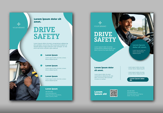 Green And White Drive Safety Corporate Business Flyer