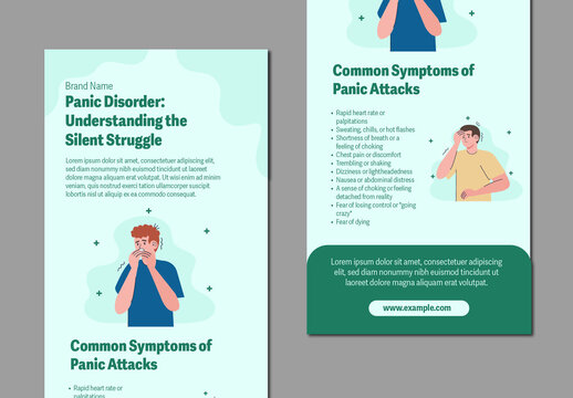 Green And Teal Panic Awareness Informative Health Brochure Template