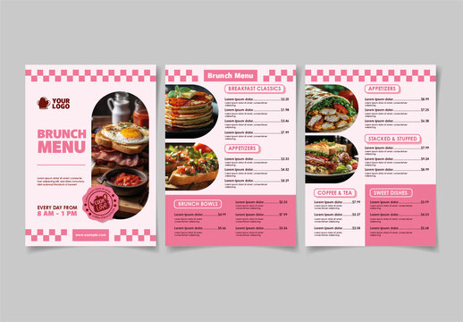 Pink And Beige Breakfast Brunch Menu Food Restaurant