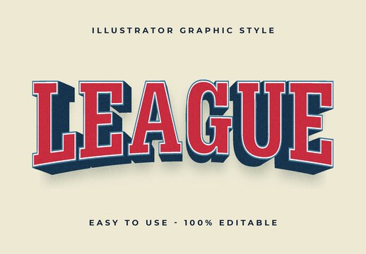 Red And Blue League College Varsity Vintage Text Effect

