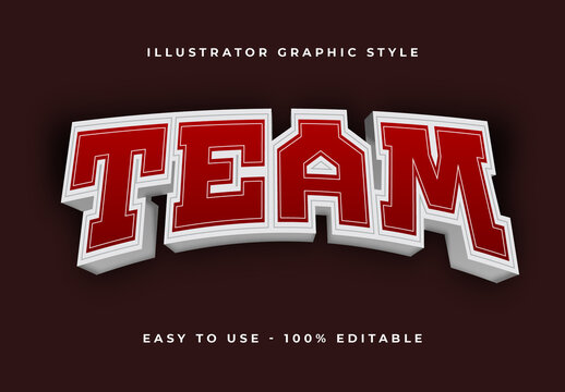 Red and White 3D Sports Font Bold Varsity Text Effect