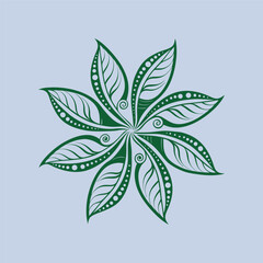 Botanical Mandala with Decorative Leaves – Eco Style Floral Art.