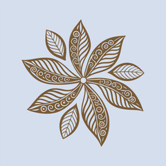 Botanical Mandala with Decorative Leaves – Eco Style Floral Art.
