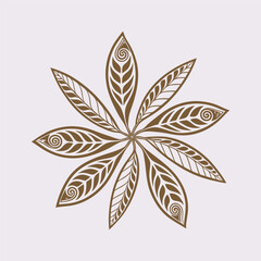 Botanical Mandala with Decorative Leaves – Eco Style Floral Art.