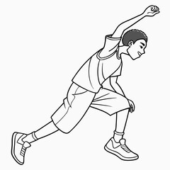 Young boy athletic pose active energetic sports illustration