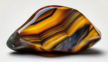 Obraz premium Tigerauge roh mit natürlicher Maserung auf weißem Hintergrund