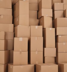 Stack of brown cardboard boxes isolated on white  ,  boxes,  isolated