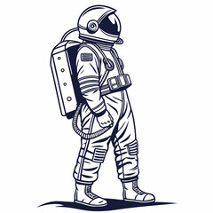 Astronaut in space suit vintage style illustration