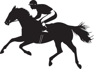 Horse Race Equestrian Silhouette Vector Illustration on Transparent Background