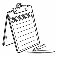 Clipboard with lined paper and pencil sketch design