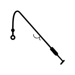 Crisp fishing rod silhouette design on white background, vector cutout
