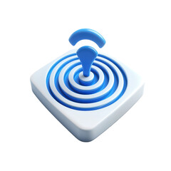 Blue Wi-Fi Signal Icon with Circular Waves on a White Background, Representing Connectivity and Technology on transparent background