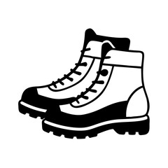 Crisp hiking boots silhouette design with transparent background