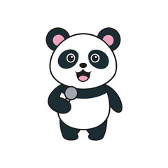 Chubby Panda Singing With Microphone In Hand