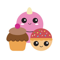 Cute Dessert Characters With Sweet Expressions