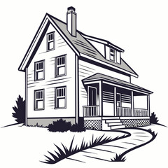 Charming two story house with porch and winding path