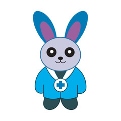 Fluffy Bunny Doctor With Long Ears