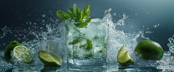 Refreshing mojito cocktail splash image