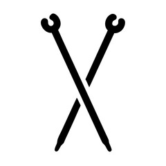 Crisp silhouette of knitting needles on white background, vector cutout design