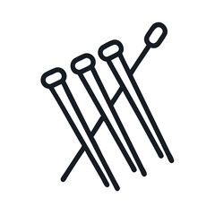 Clean crisp silhouette design of knitting needles on white background