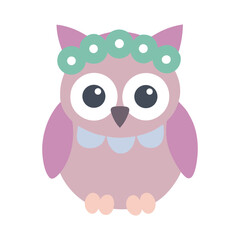 Owl With Beautiful Floral Crown Design