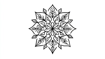Intricate black mandala art design isolated on clean white background