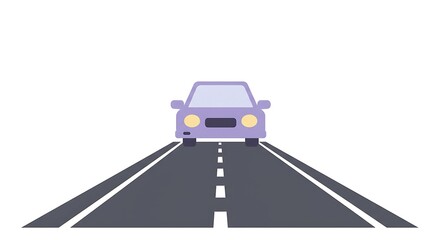 Fototapeta premium Car Driving on Road Simple Graphic Illustration