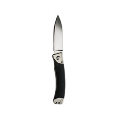 Sleek Folding Knife with Black Handle for Everyday Use and Outdoor Activities on transparent background