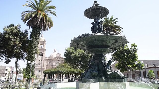 The Tacna Ornamental Fountain is a Greek neoclassical style fountain that stands in the Main Square of the city of Tacna.peru was designed by the sculptor O'Lenhard and brought from the city of Brusse