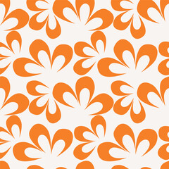 Trendy floral seamless pattern. Simple red and beige daisy. Spring flower template for packaging, postcards, textile printing, wallpaper. Hand drawn illustration isolated on white background