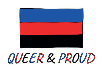 Colorful Polyamory pride flag Happy pride day LGBTQ community Pride Month Vector hand drawn doodle for posters, stickers, logo, cards