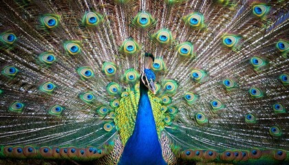 Obraz premium peacock with open tail feathers as background