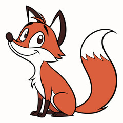 Obraz premium Cartoon fox sitting. Vector illustration isolated on white background. Side view.