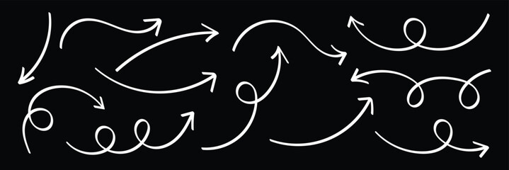 Hand drawn arrow collection. Circular scribble doodle vector illustration. 