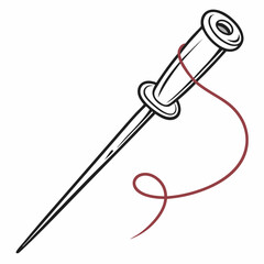 Vintage sewing needle threader tool with thread