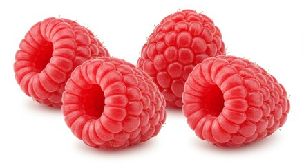 Fresh raspberries on white background for natural food concepts and organic design