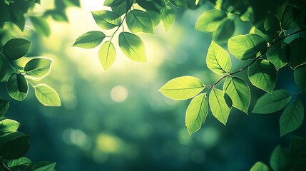 Lush green leaves bathed in sunlight.