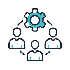 Teamwork collaboration gear icon isolated transparent background