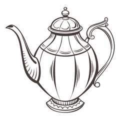 Elegant vintage teapot illustration isolated on white background