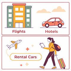 Travel planning booking flights hotels rental cars