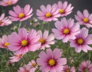 Close-up cosmos blooms, soft focus, delicate petals,  flower photography,  delicate,  purple